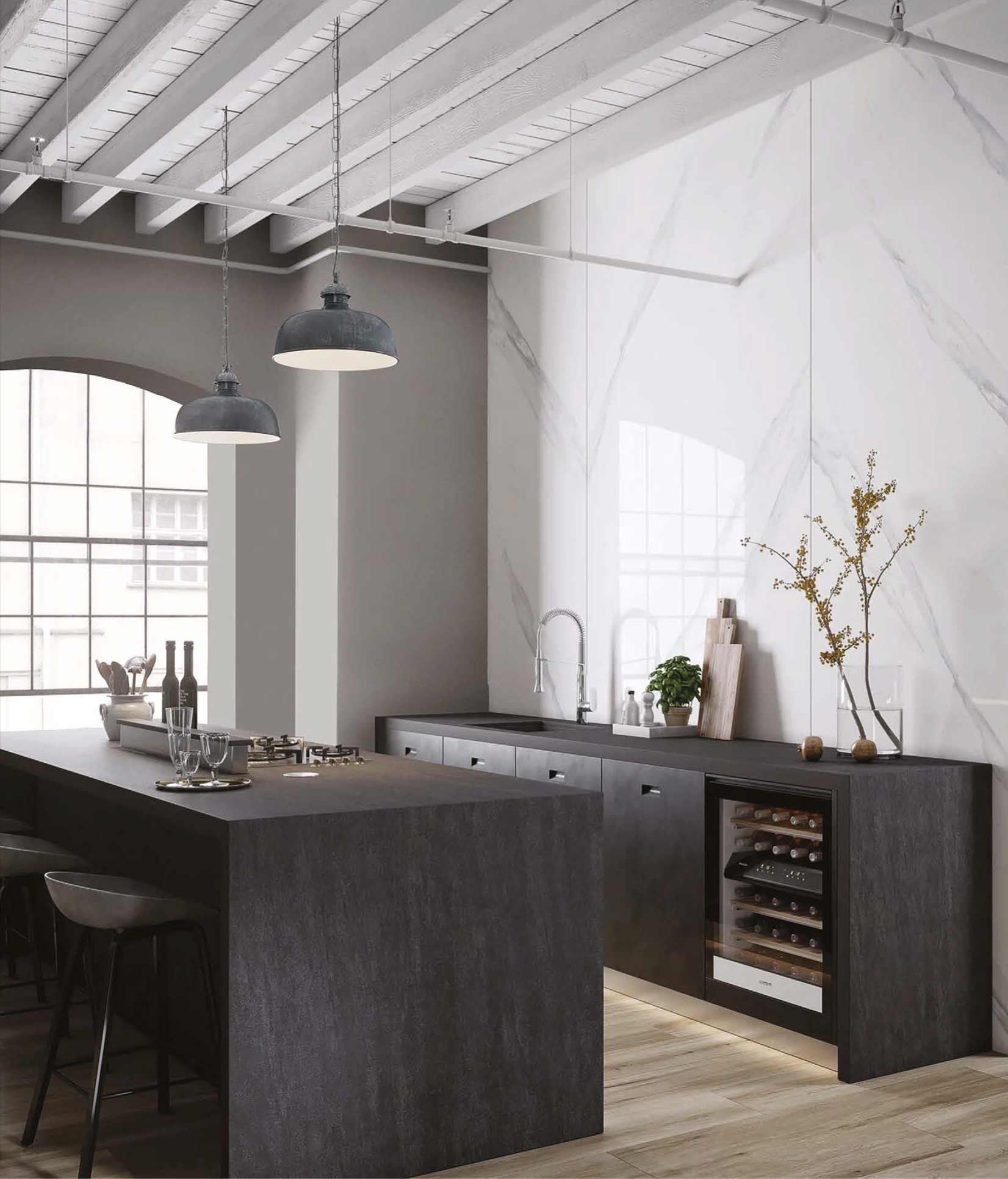 Современная кухня с каменными поверхностями