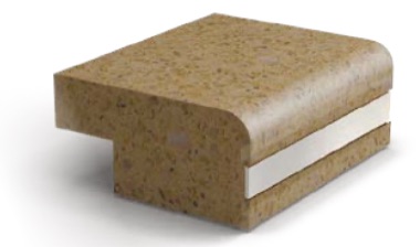 Схема столешницы с подписями: Борт, Грань, Плита камня, Кромка лицевая